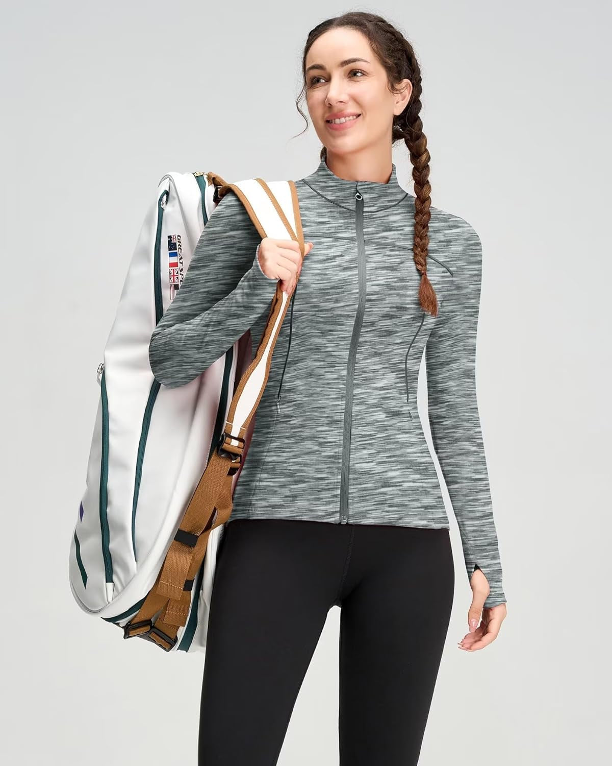 Women's Full Zip Athletic Running Jacket - Stylish Gym & Yoga Top for Active Lifestyle
